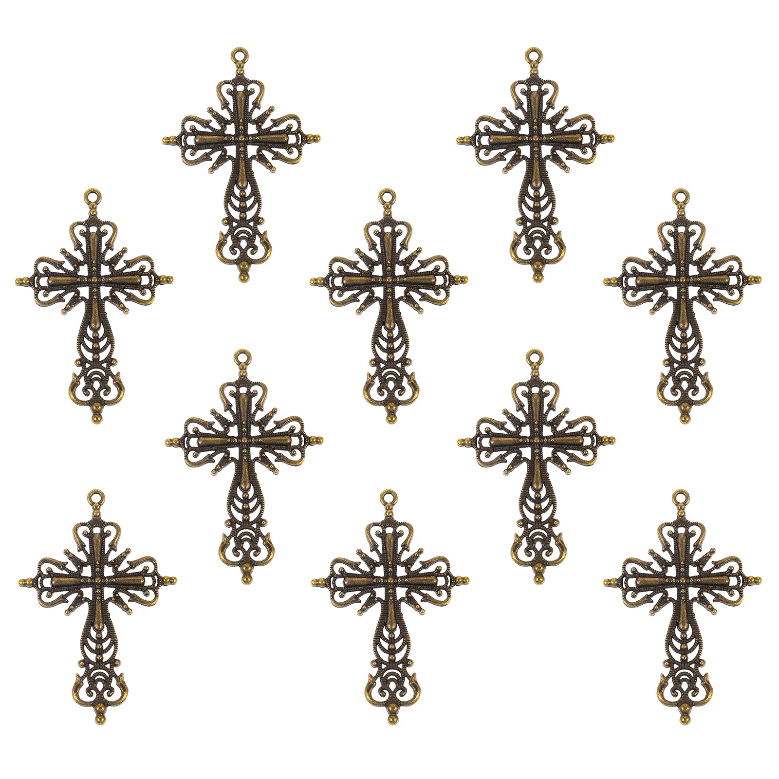 

10 Pcs Cross Pendant Mini Decor Necklace Pendants Earrings Alloy Crosses Jewelry Making
