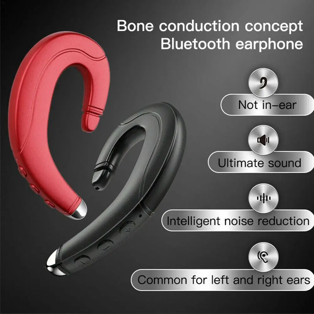 

1pc Bone Conduction Bluetooth-comptiable Headset Portable Universal Unilateral Handsfree Wireless Hanging Ear Mobile Phone Sport