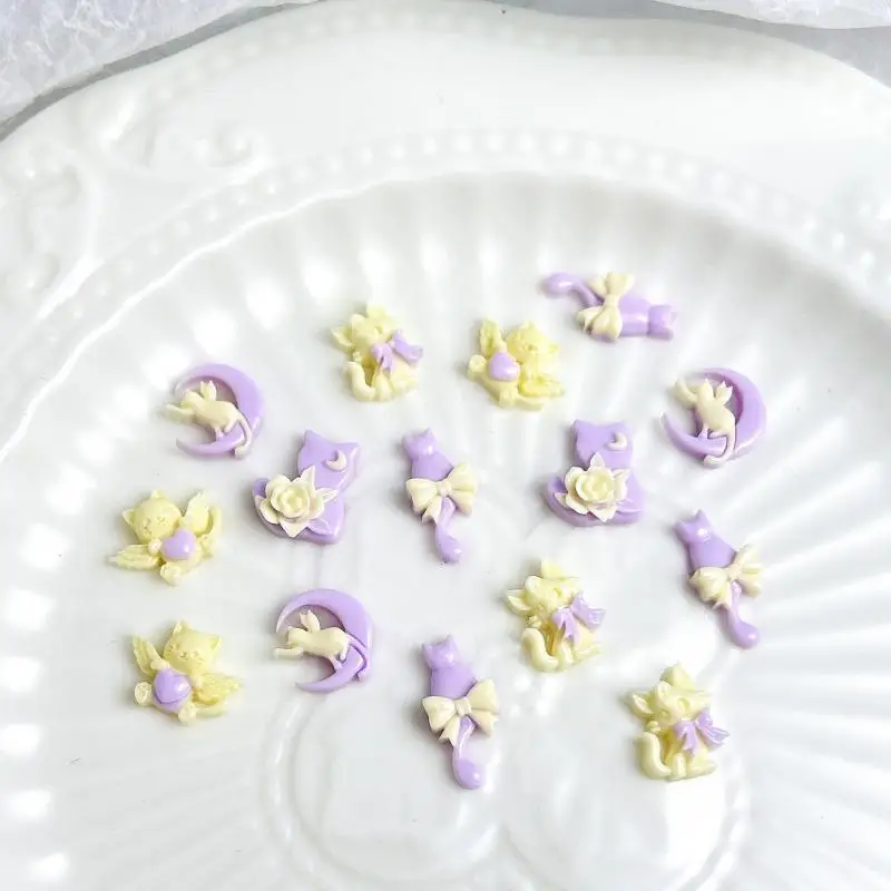 20 шт. подвески для ногтей в виде Луны и кошек