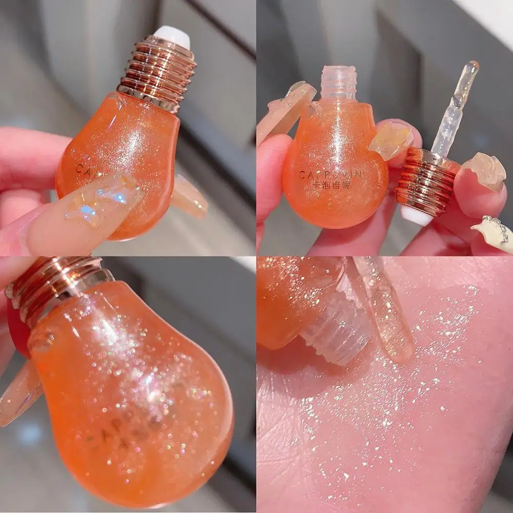 

Bulb Shape Lip Gloss Candy Lip Care Lip Oil Moisturizing Liquid Lip Balm Shiny Glitter Lipgloss Lip Base Lip Makeup Cosmetics