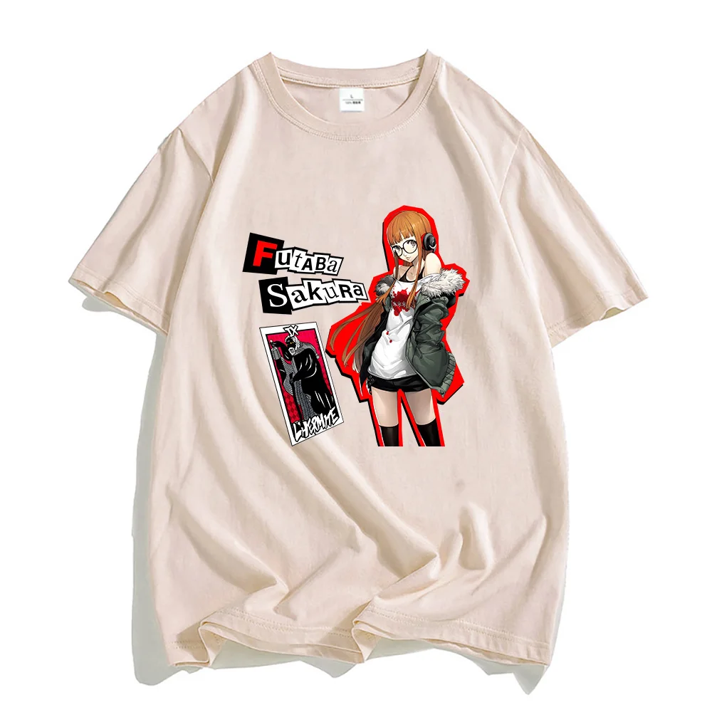 

Persona 5 Futaba Sakura Aesthetic T-shirts MEN 100% Cotton High Quality Tshirts Handsome Tees Manga Graphic Short Sleeve Fashion