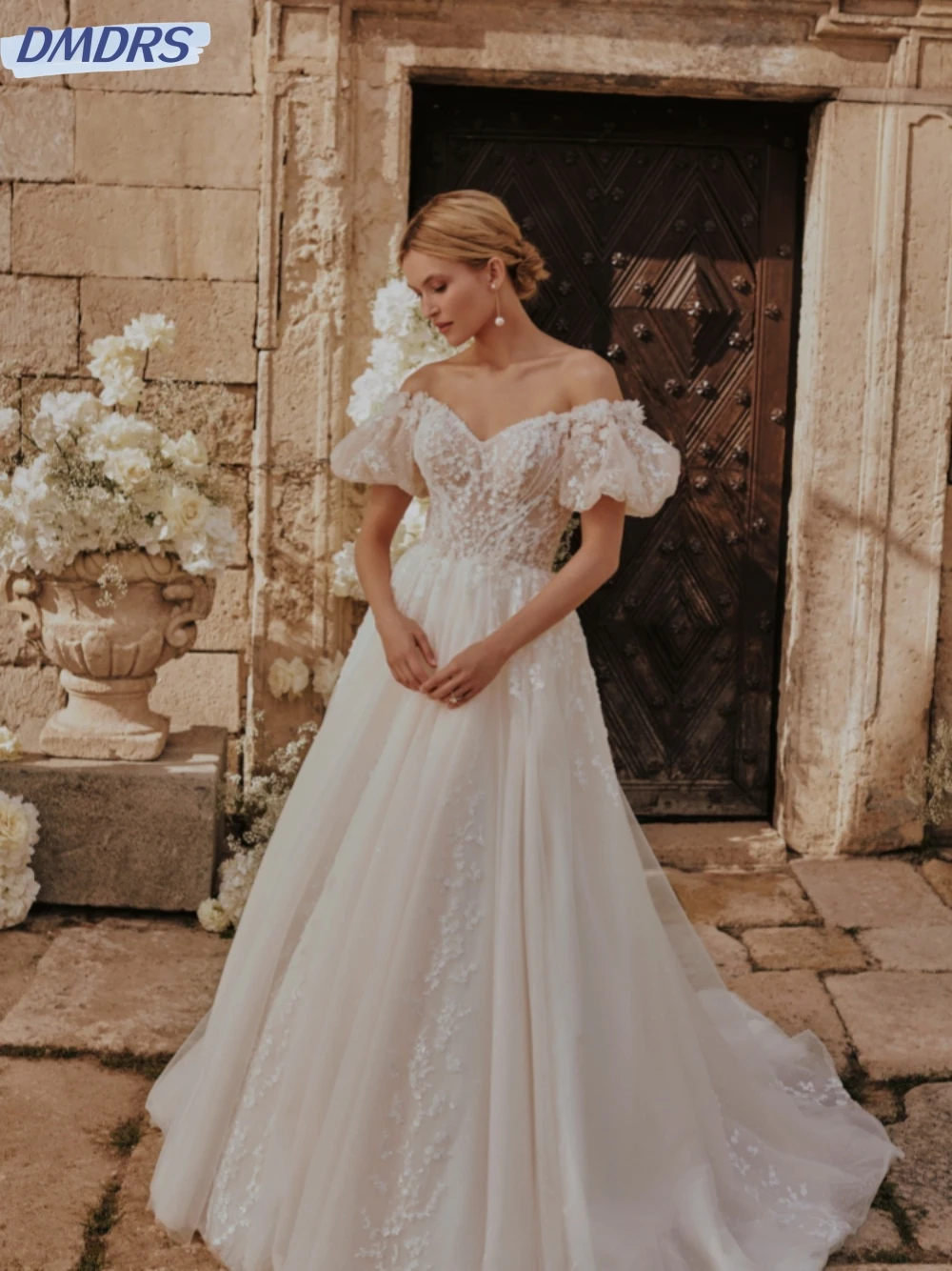 

Женское свадебное платье с блестками, изящное платье невесты с открытыми плечами и бусинами, классическое ТРАПЕЦИЕВИДНОЕ ПЛАТЬЕ с аппликацией, свадебное платье