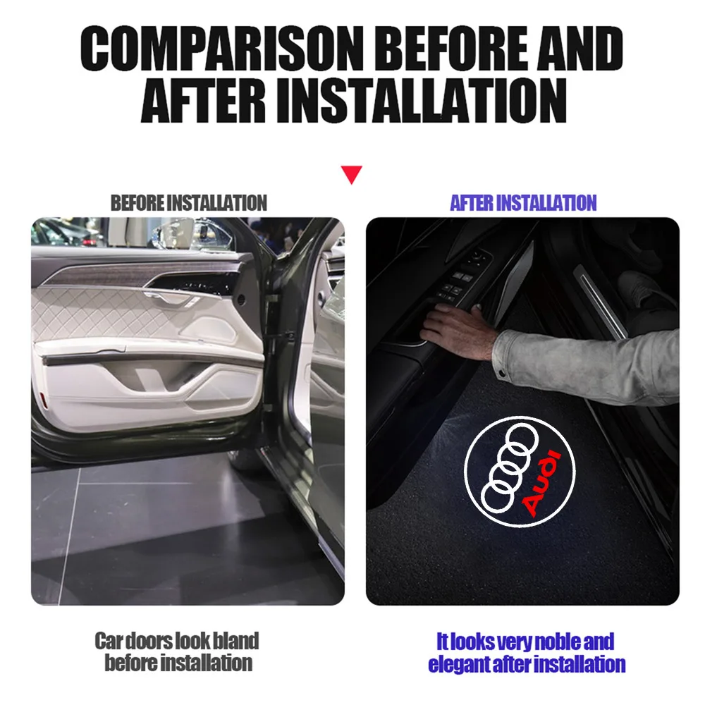 1/2/4 шт. HD дверь автомобиля приветственный свет светодиодный беспроводной