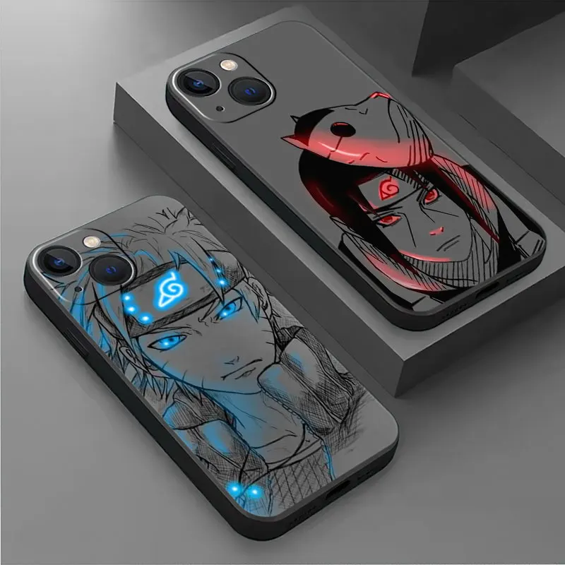 

Naruto Red Blue Light Art Case For Apple iPhone 14 13 11 12 Pro XR X XS 13Pro 12Mini 13Mini 7 8 Plus SE 2022 Soft Phone Funda