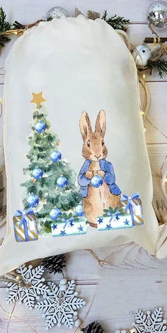 Питер, кролик, рождественская елка, Санта-мешок, детская, девочка, мальчик, новогодние чулки, первая, Рождественская, Новогодняя Подарочная, игрушечная сумка