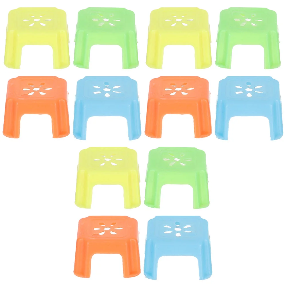 

12 Pcs Little House Dollhouse Miniature Chair Toy Plastic Miniatures Crafts
