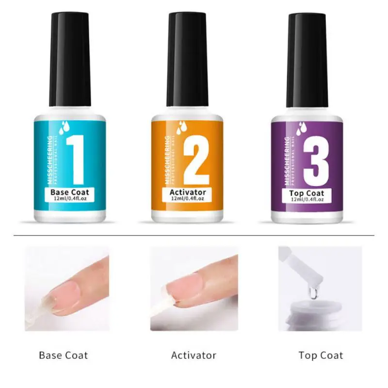 

12ml Dipping Nail Powder System Liquid Base Activator Top Brush Saver Nail Art Dip System Liquid No Need UV Lamp Cured