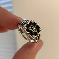 new arrival vintage black crown cross design silver plated men ring jewelry for man birthday gifts party never fade