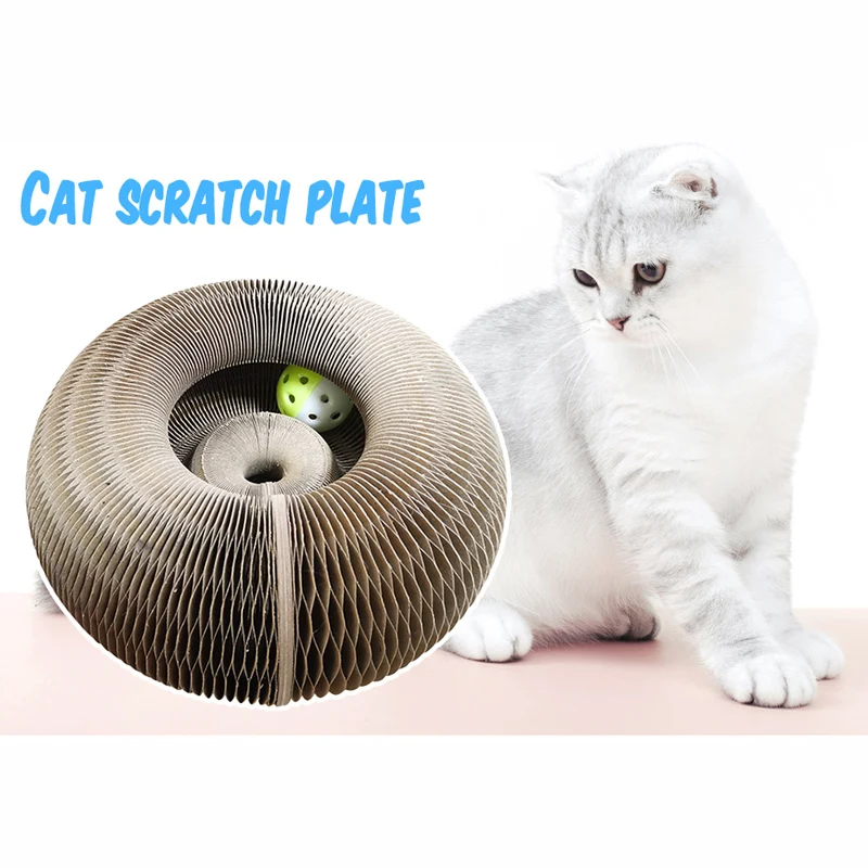 

Magic Organ Cat Scratch Board Cat Toy with Bell Cat Grinding Claw cat Climbing Frame Round Corrugated Cardboard Cat Scratch Toys