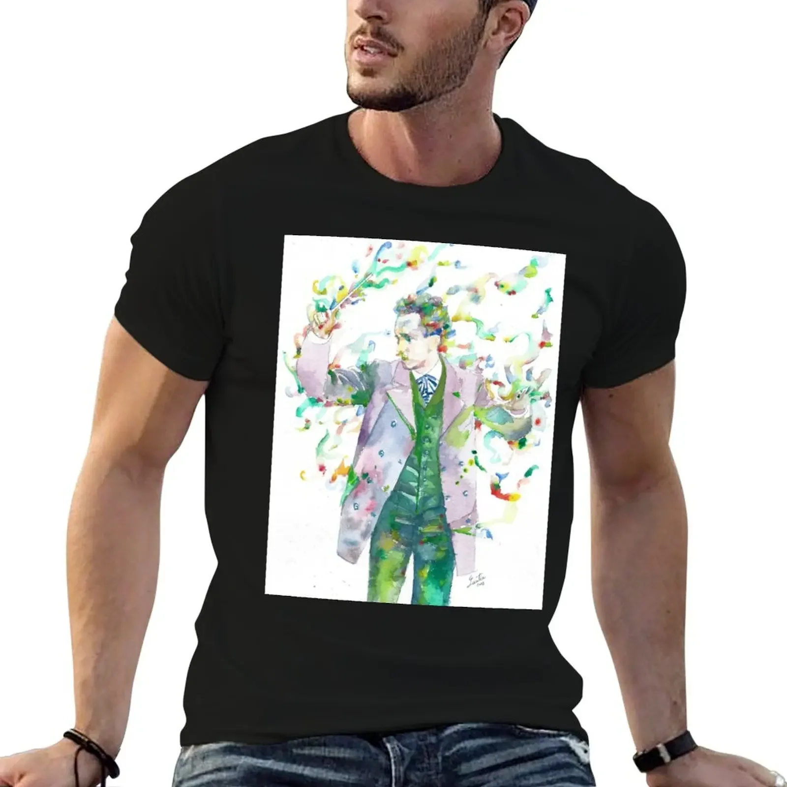 RICHARD STRAUSS-акварельный портрет.1 пуловер с капюшоном большие размеры аниме одежда