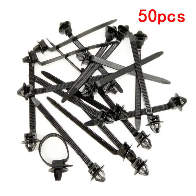 

50pcs Cable Ties Nylon Cable Tie Fastener Clips Car Loom Hose Clamp Fastening Zip Strap CYX Universal For All Cars