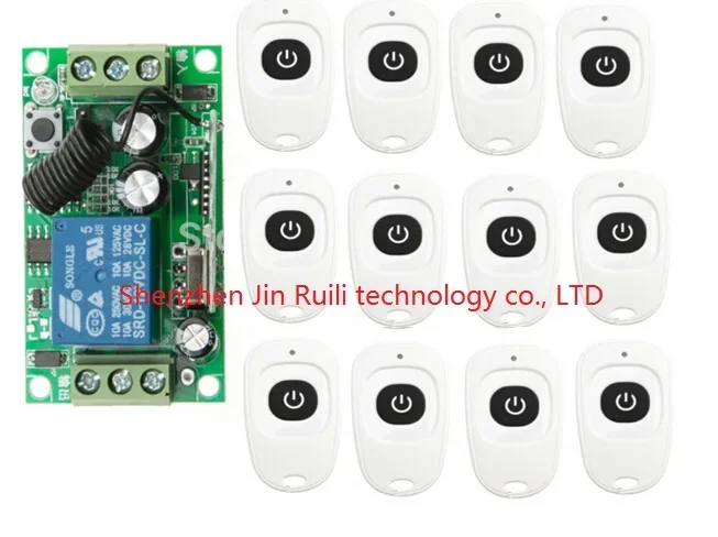 

12 В постоянного тока, 10 А, 1-канальный беспроводной пульт дистанционного управления RF, 1 приемник и 12 кодов обучения передатчику