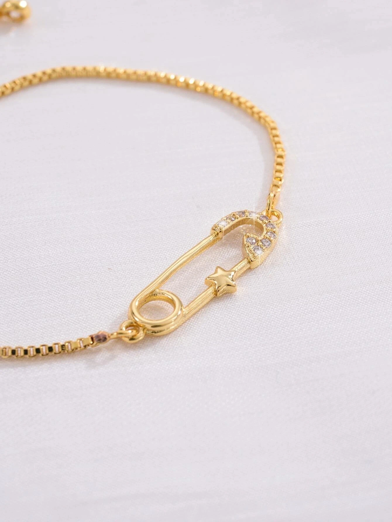 Женская позолоченная латунная булавка с фианитом подвеской в виде звезды