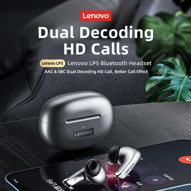 

Оригинальные беспроводные Bluetooth-наушники Lenovo LP5, Hi-Fi музыкальные наушники с микрофоном, наушники, спортивная водонепроницаемая гарнитура, новинка 2023