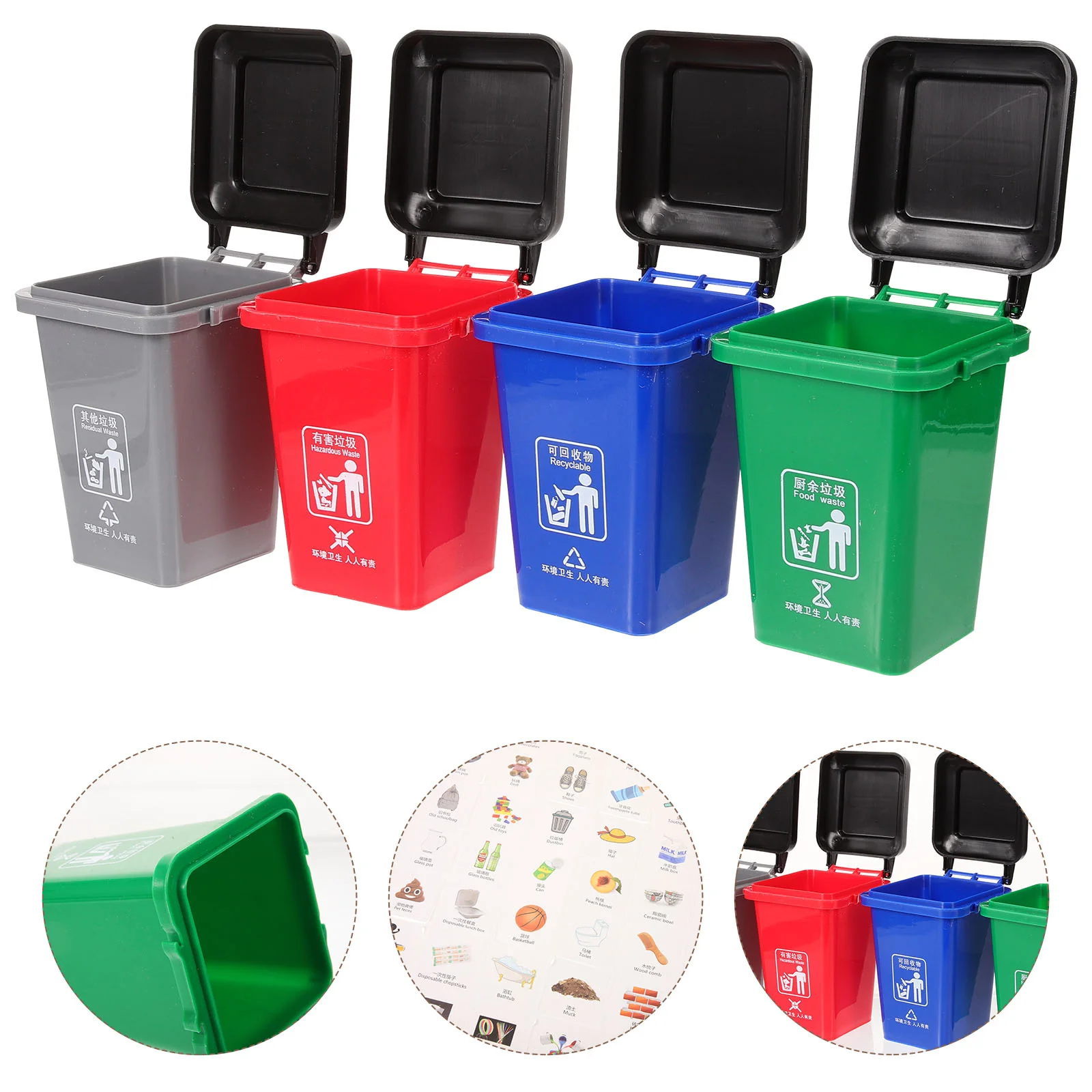 

Sorting Trash Can Tiny Homes Car Lid Gift Small House Garbage Simulation Paper Miniature Child Cans Toys
