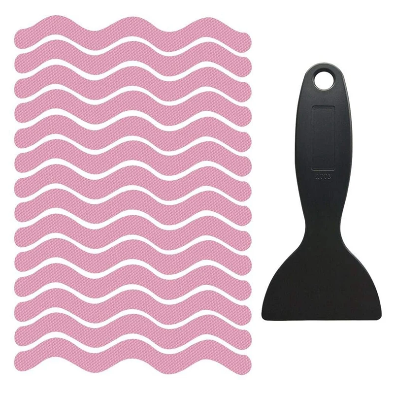

48 PCS Bathtub Stickers Non-Slip Adhesive Strip Diamond Texture Transparent Bath Tub Shower Stickers With Scraper