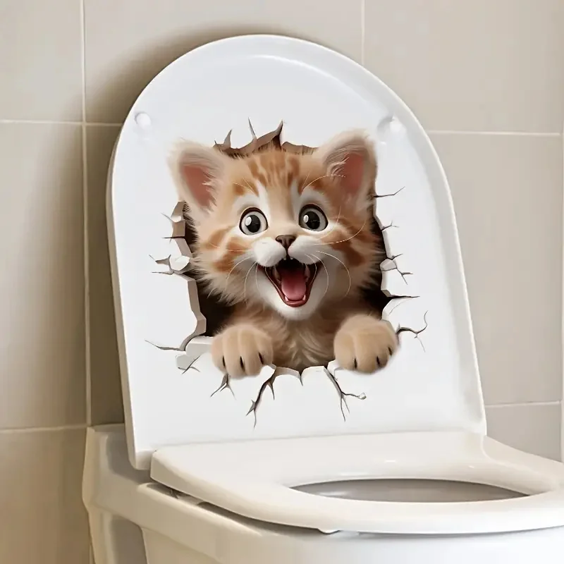 

3D наклейки на туалет с котом ПВХ