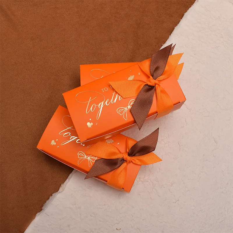

20/30/50pcs Together Dragee Box For Wedding Favors And Souvenirs Double Color Ribbon Pink Cardboard Gift Boxes Birthday Parties