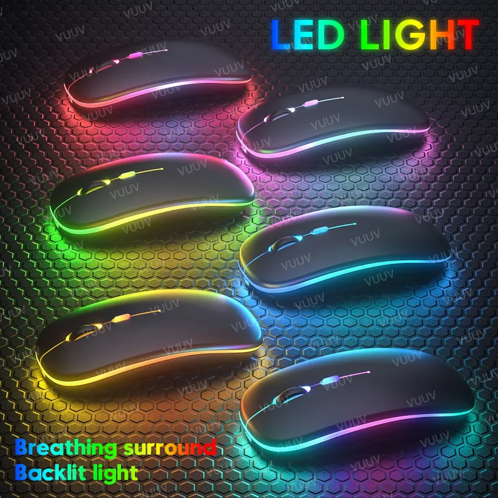 

2023New Bluetooth Wireless Mouse For Computer PC Laptop iPad Tablet MacBook With RGB Backlight Ergonomic Silent Rechargeable USB