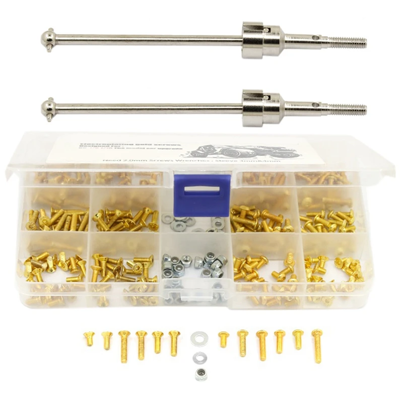 

2Pcs Drive Shaft CVD Dog Bone With M3 Screws Nuts Box Set For 1/10 1/8 Axial SCX10 Traxxas Trx4 HSP Redcat Mst RC Car