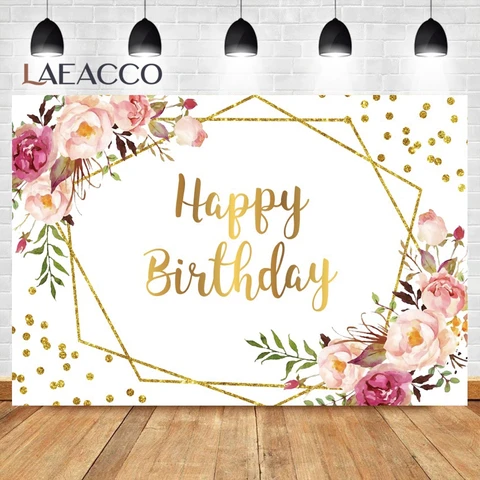 Виниловый фон Laeacco для фотосъемки с днем рождения, Золотая рамка, розовые пампасы, трава, цветы, детский душ, Фотофон на заказ