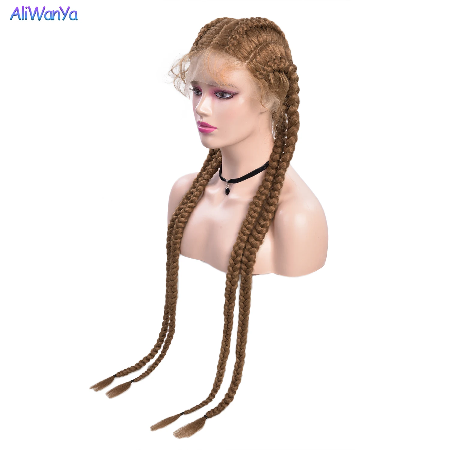 Braided Lace Front Wig 36inch Synthetic Lace Front Wig Part Lace Wig For Black Women  Dutch Cornrow Braided Wigs With Baby Hair