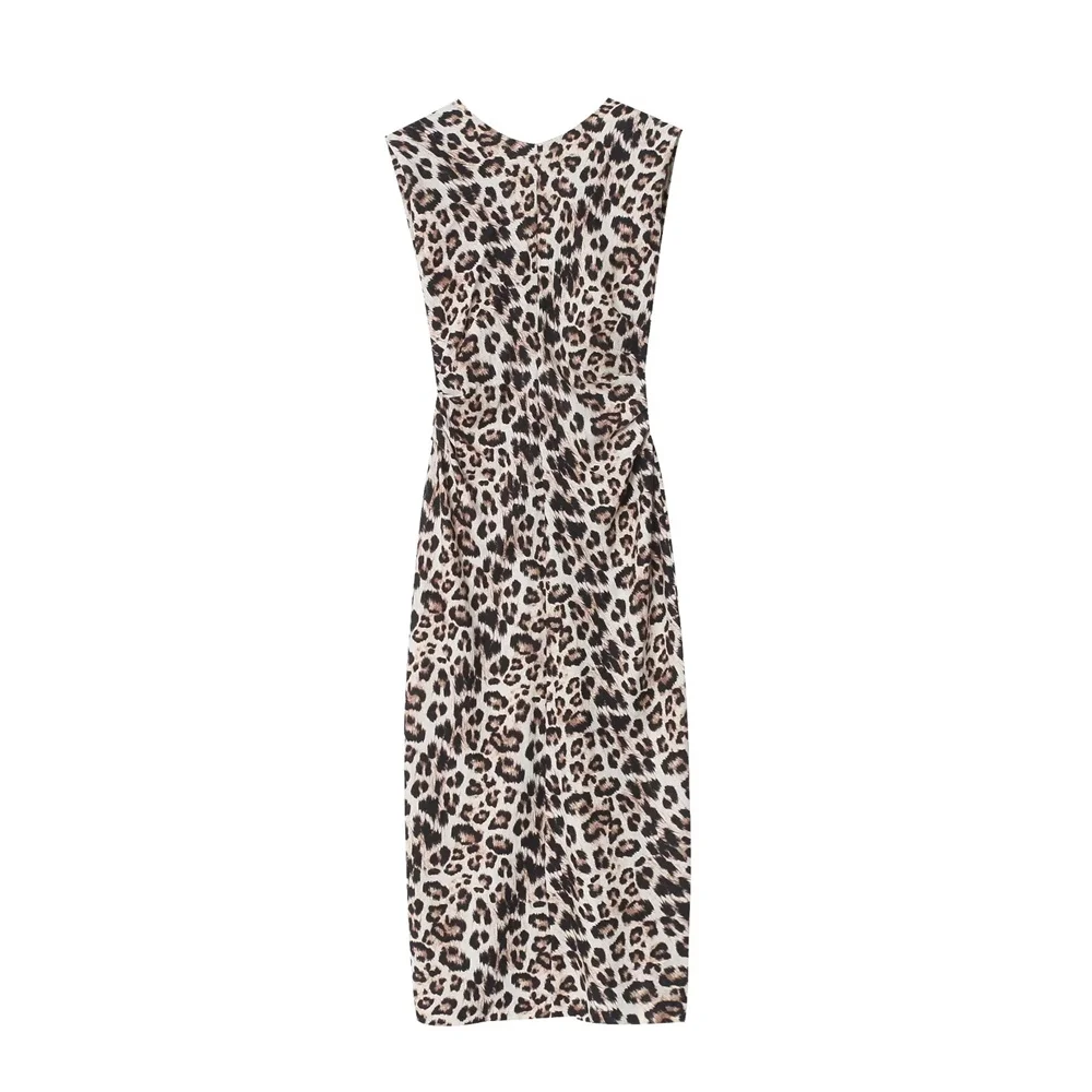 Женское приталенное платье миди Taop &amp Za без рукавов с круглым вырезом и