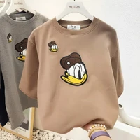 disney embroidery heavy industry donald duck cute t shirts woman summer 2022 short sleeve loose casual tshirt femme fashion tops