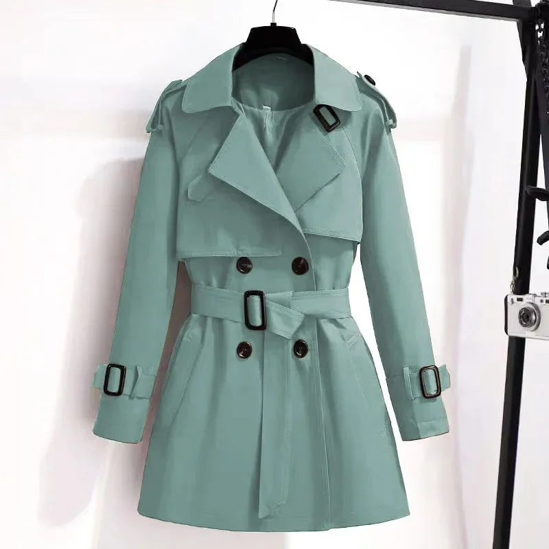 

Spring Autumn Women's Trench Coat New Double Breasted Short Khaki Windbreakers Female Basic Coat Outerwear Gabardina Mujer 3XL