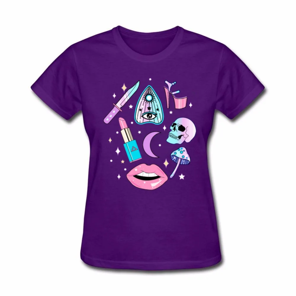 Женская футболка с коротким рукавом Goth забавная женская принтом ведьмы пастели