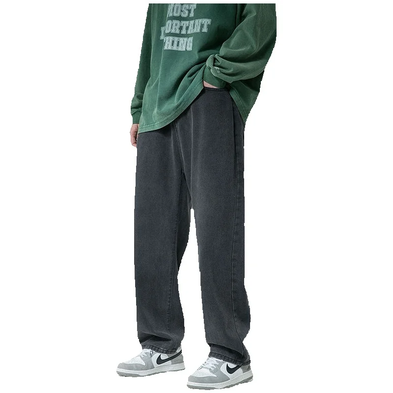 Blue Grey Baggy Jeans Men's Fashion Retro Casual Straight Jeans Men Streetwear Hip Hop Loose Biker Denim Pants Mens Trousers