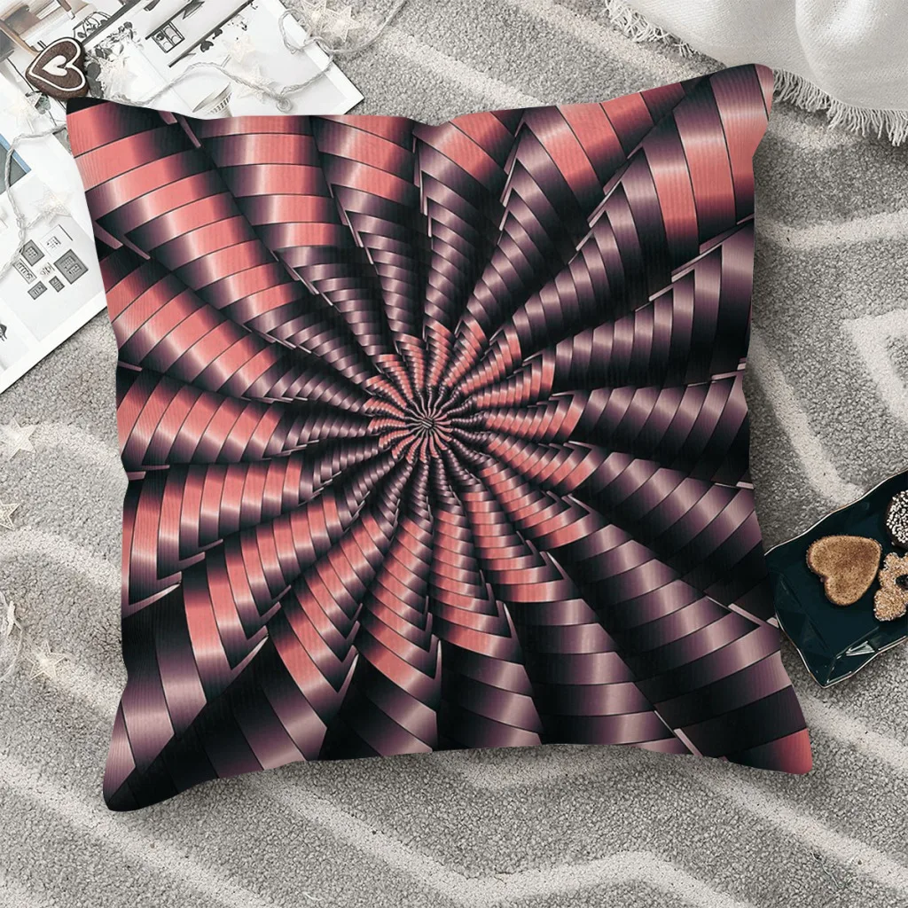 

Metallic Throw Pillow Case 3D Vortex Illusion Funny Short Plus Cushion Covers Home Sofa Chair Decorative Backpack