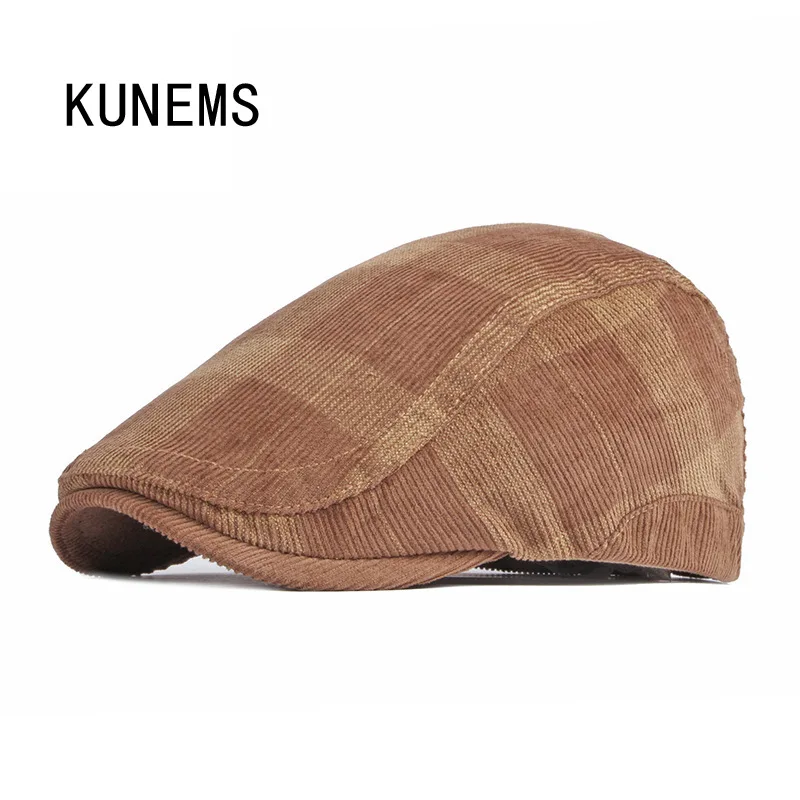 

KUNEMS Fashion Berets Men Hats Retro Casual Newsboy Hat for Man Boina Corduroy Forward Caps Dad Cap Unisex Gorros