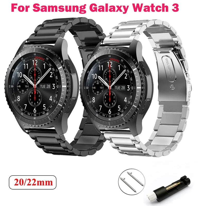

Ремешок из нержавеющей стали для Samsung Galaxy Watch 3/Huawei GT2/Amazfit GTR, браслет для Samsung Watch 4 20 мм 40 мм 44 мм, 22 мм
