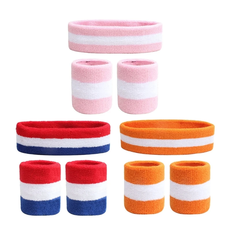 

Sweatbands Set Sports Headband Wristband Set Cotton Headband Wrist Sweatbands