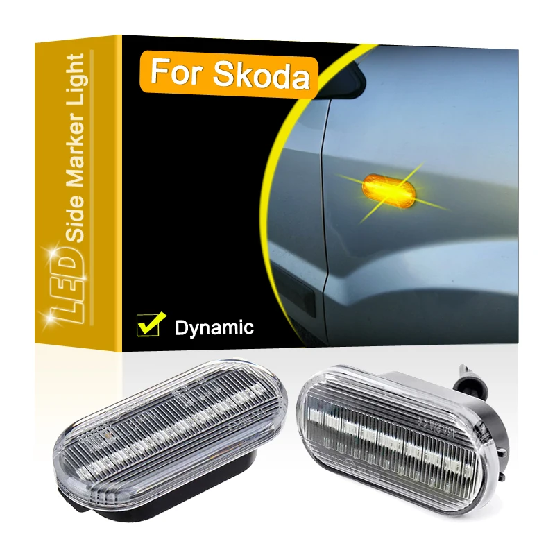 

12V Clear Lens Dynamic LED Side Marker Lamp Assembly For Skoda Octavia/1U 1996-2010 Sequential Blinker Turn Signal Light