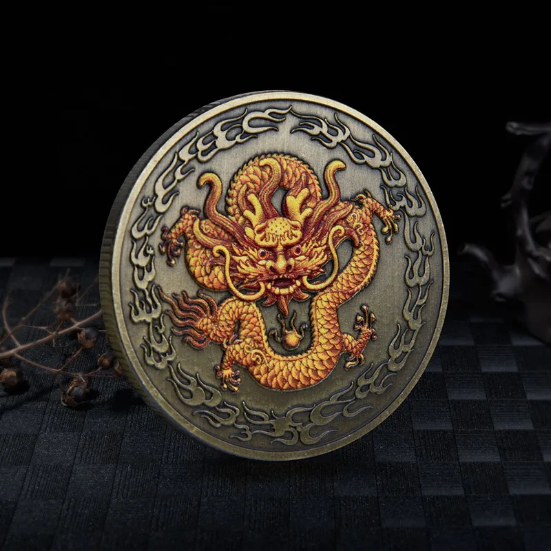 2022 Dragon And Phoenix Commemorative Customized High Quality Brand New Gold Copper Cin Envelop Kraft Decorative