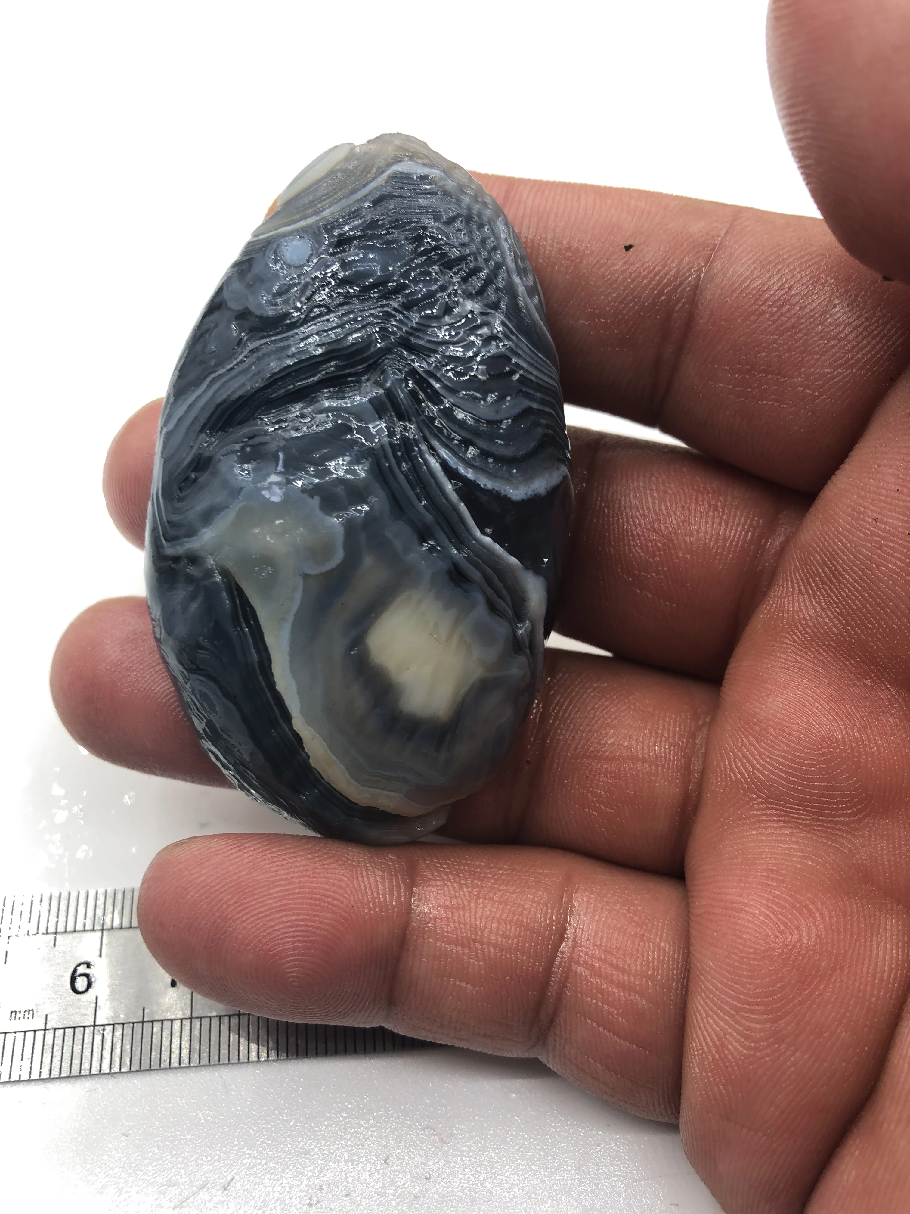 Natural Crystal Primitive Stone Outer Mongolia Four Eyes Agate Flower Eye Agate By Mineral Immersion Into The Color Of Blue Rare