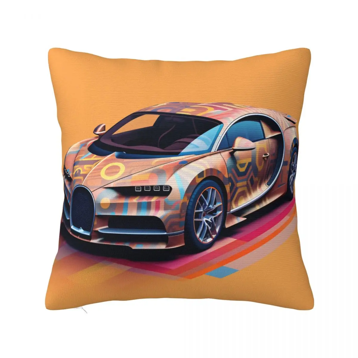 

Sports Car Pillow Case Colorful Graffiti Polyester Car Pillowcase Zipper Spring Square Cover