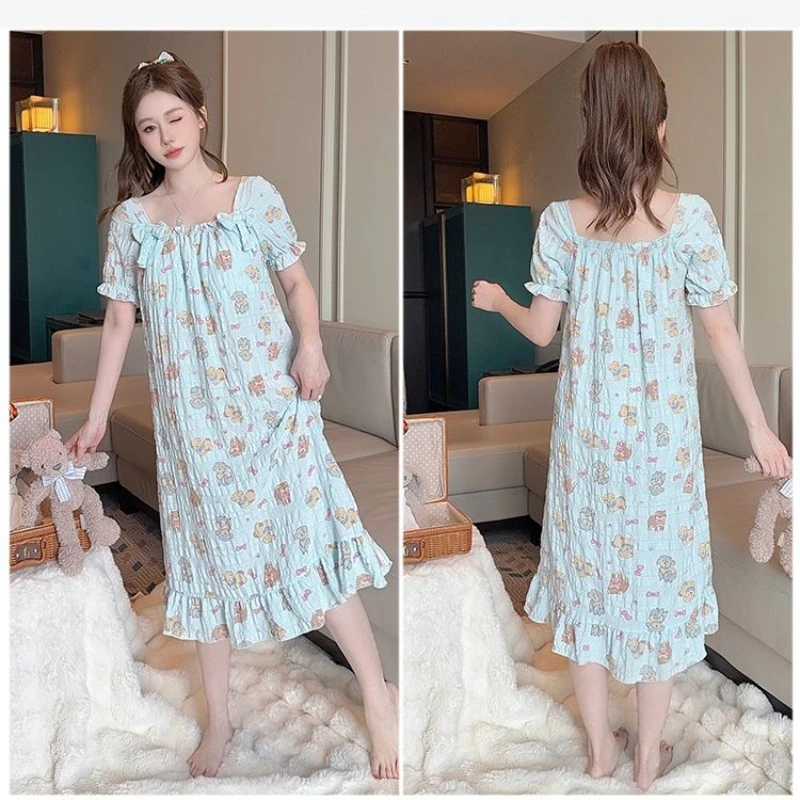 Летняя одежда для сна больших размеров женская ночная рубашка с нагрудником