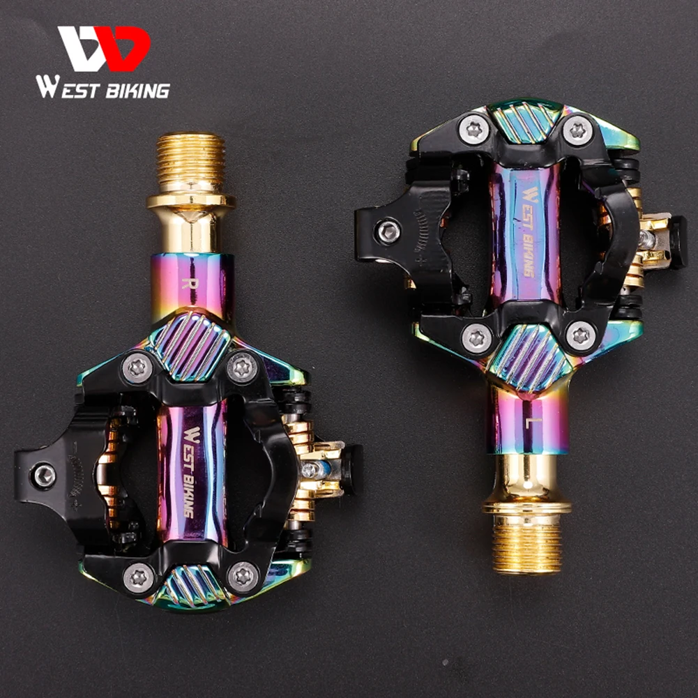 

WEST BIKING Mountain Bike Pedals Lightweight Bike Lock Pedal Aluminum Alloy Anti-Skid DU Bearing Self Locking Riding Accessories
