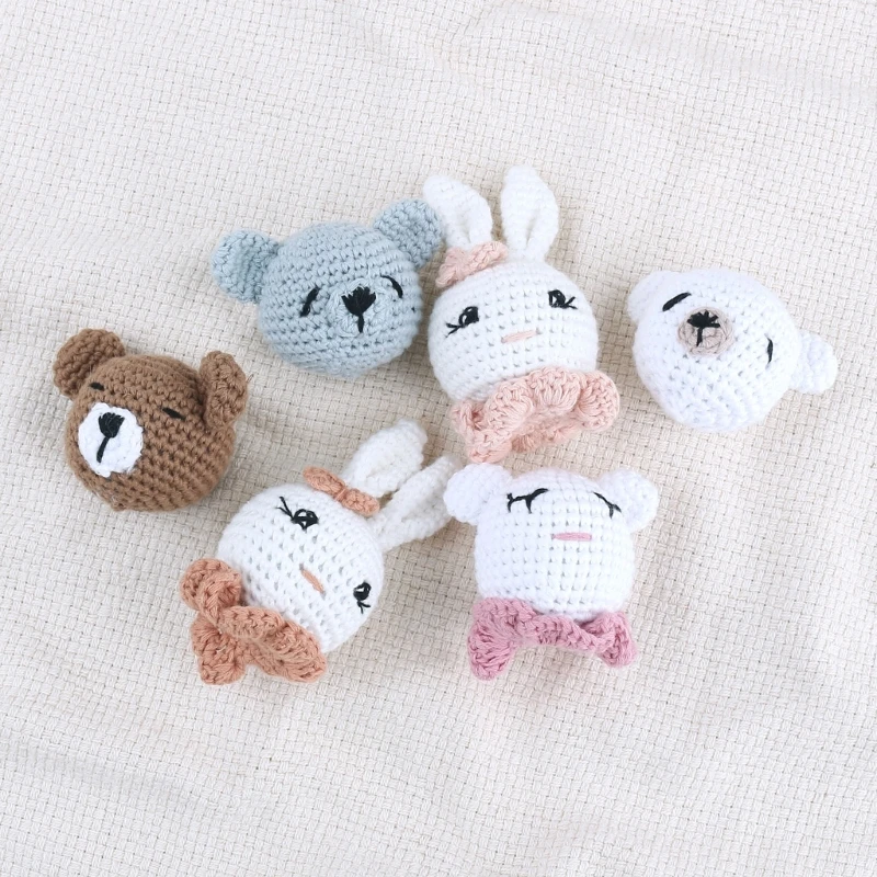 

Crochet Bead Bunny Heads Loose Beads for Infant Teether Anti-Drop Pacifier Chain DIY Rattle Accessory Baby Teething Toy