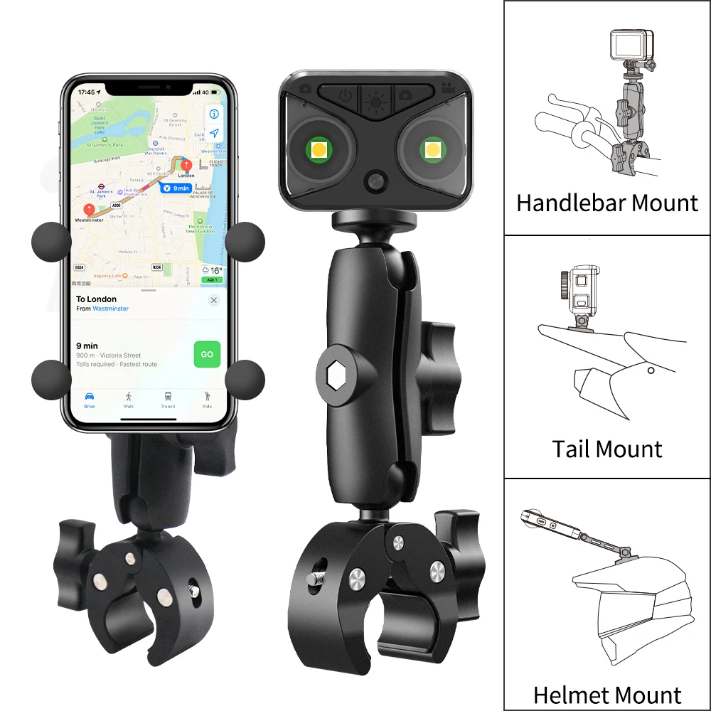 

Erchang Cycling Motorcycle Clip Holder Accessories Mount Bundle Kit For Insta360 X2 X3 For GoPro Mobile Phone Action Camera