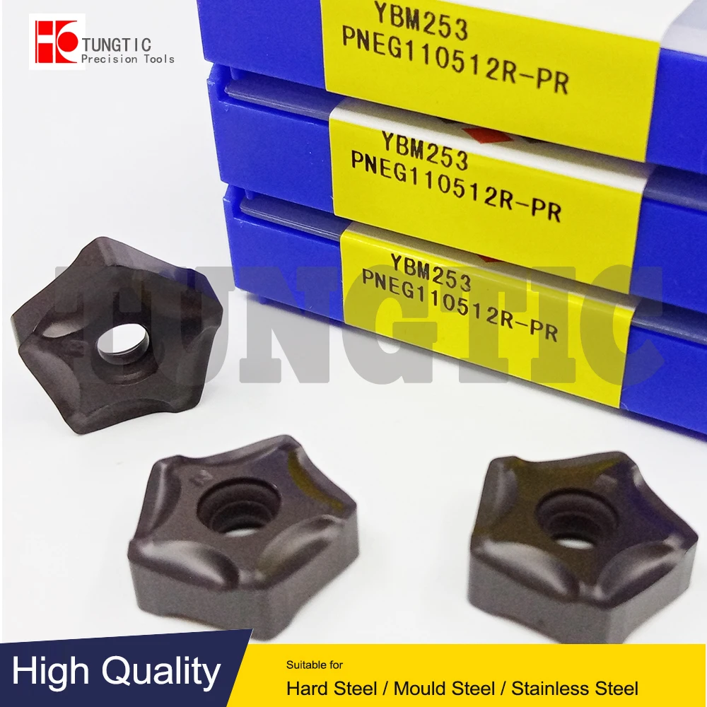 

Фрезерный резак PNEG110512R-PR YBM253, токарный станок с ЧПУ, обрабатывающий токарный станок, режущий инструмент, токарные инструменты для металла, вставки сменного механизма 110512R PR