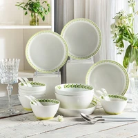 24 pieces food plate sets christmas safe complete ceramic plates and bowls decorative tray placa de conjuntos kitchen utensils