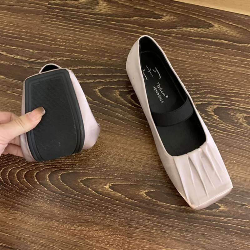 Женские Плиссированные туфли на плоской подошве повседневные без застежек с