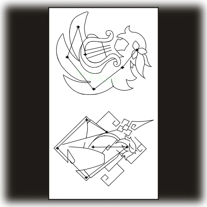 Водостойкие временные татуировки Genshin game Arrow Line |