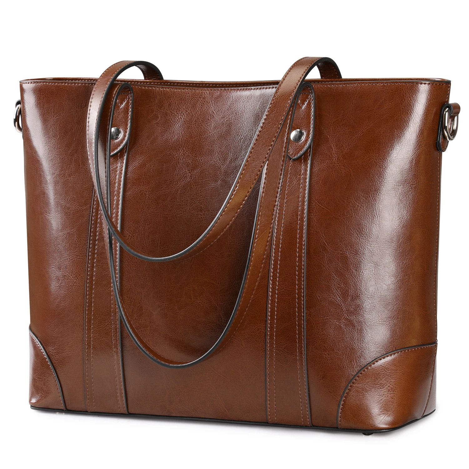S-ZONE Leather Tote Bag for Women Office Shoulder Handbag 15