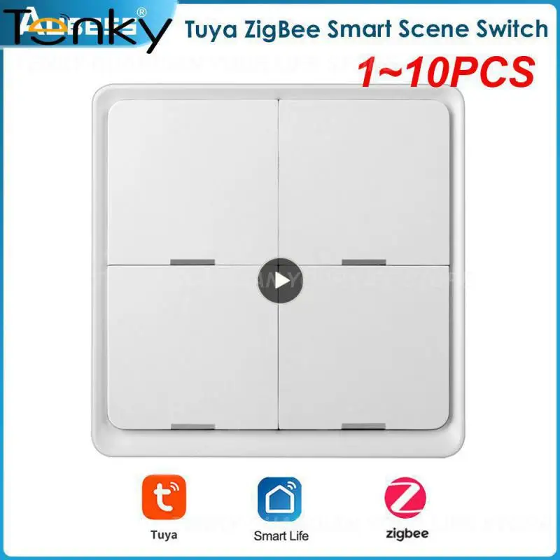 

1~10PCS Wireless Panel Switch 4-way Button Switch Free Sticker Wireless Switch Tuya