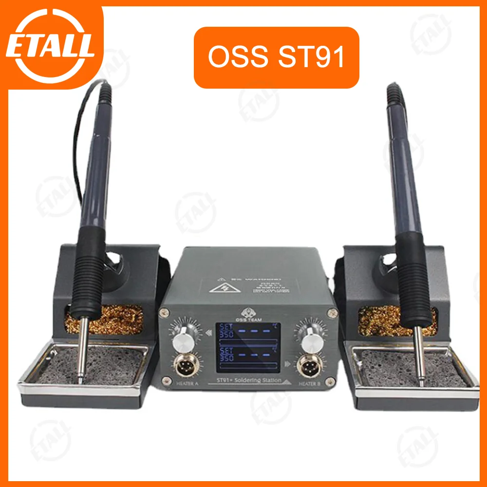 Фото Паяльная станция OSS TEAM ST91+, 2 ручки, интеллектуальная паяльная станция с постоянной температурой/автоматическое сна/PID-управление №1